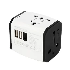 All-in-one Retractable Multi Worldwide 3USB 4A Type-C Travel Adapter Business Gift