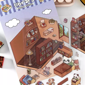 DIY 미니 <span class=keywords><strong>3D</strong></span> 스티커 키트: 소형 건축물 세계 장식 스티커, 방 꾸미기 자가 접착 스티커 - Product Image 4