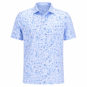 Polo de Golf Azul con Estampado Floral Personalizado para Hombre, de Alto Rendimiento, con Tecnología de Absorción de Humedad, Elástico, Fabricante OEM de Marca Privada - Product Image 5