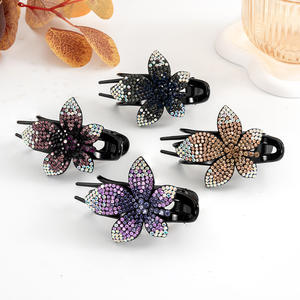 Barrettes à cheveux pour le dos de la tête, feuilles d'érable, épingles à <span class=keywords><strong>chignon</strong></span>, plastique, <span class=keywords><strong>strass</strong></span>, ÉLÉGANTE pour femmes, accessoires de coiffure en vrac, fleurs - Product Image 2