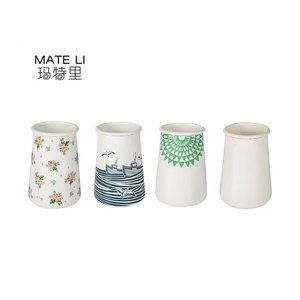 Vintage Retro Floral Prints Household Kitchen Chopsticks Cage Knife and Fork Storage Bucket Enamel Tableware Bucket