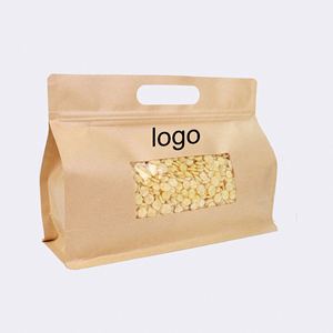 Custom Recycled Brown Kraft Paper <b>Zip</b> <b>Lock</b> <b>Bag</b> With Die Cut Handle & Window Ideal for Food & Snack Packaging - Product Image 2