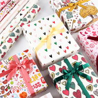 Papier d'emballage Saint Valentin 6 feuilles de papier d'emballage Design Love Heart Emballage cadeau de mariage Saint Valentin plié grandes feuilles