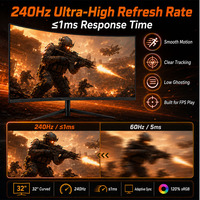 Moniteur LCD incurvé économique de 32 pouces, 240 Hz, Full HD 1080p, temps de réponse de 1 ms, 120 % sRGB, panneau VA/IPS pour bureau, entreprise, ordinateur de bureau