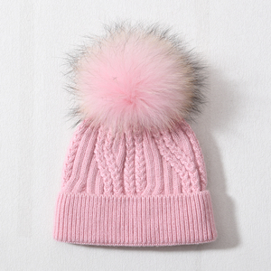 Jxwatcher Bonnet d'hiver doux côtelé avec pompon en vraie <span class=keywords><strong>fourrure</strong></span> amovible, bonnet personnalisé pour femme, vente en gros, chaud pour les voyages - Product Image 2