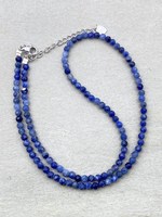 Collier ras du cou en sodalite, bijoux délicats en pierres précieuses, perles micro-facettées, cristal minimaliste, tendance, pour soirée, petites pierres précieuses