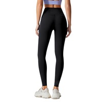 Legging Yoga Wanita Pinggang Tinggi Peach Lift Tanpa Garis T Saku Samping Bahan Anti Tembus Pandang Celana Olahraga Gym