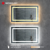 Miroir intelligent LED avec éclairage tactile sans cadre BATHNOLOGY pour hôtel et maison, miroir LED anti-buée avec miroir de salle de bain