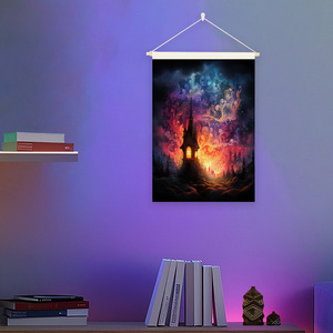 ผ้าแขวนผนังลายป่าเวทมนตร์เรืองแสงในที่มืด แบบสั่งทำได้ พร้อมโลโก้  ลายพิเศษ  สำหรับตกแต่งบ้าน สไตล์ฮิปปี้  ใช้กับแสงแบล็คไลท์ - Product Image 1