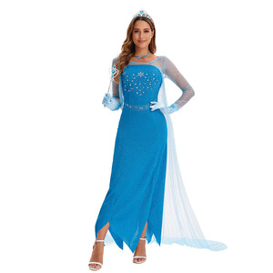 Robe de princesse Elsa pour adulte, bleue, S-3XL, costume de la Reine des neiges, cosplay, costume de jeu de rôle, costume de performance - Product Image 5