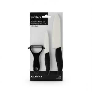 Ensemble de couteaux en céramique Excelsa avec éplucheur 15x2.5x3.5 cm Noir - Product Image 2