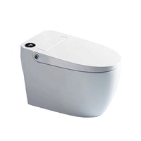 Cuvette de toilettes de luxe automatique allongée avec capteur de chasse d'eau, haut-parleur intelligent, nettoyage automatique, réglage de l'eau et siphon en S
