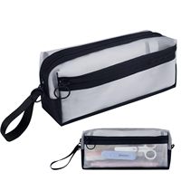Gelory Noir Grande Capacité Transparent Mesh Zipper Trousse à Crayons Grande Personnalisé Zip Mesh Trousse à Crayons de Maquillage