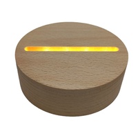 Base de lumière de nuit LED en bois massif avec lampe de table USB Cristal DIY lumière ronde télécommande Base de lumière en bois