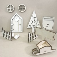 Ensemble de décorations pour maison de poupée miniature de style européen, avec chariot mignon, clôture, porte en bois et petite scène décorative avec petites chaussures hollandaises