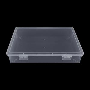 Caja de almacenamiento rectangular de plástico, contenedor transparente con tapa de doble cierre de 27x19,5x5cm, para embalaje de piezas de papelería, 2750 - Product Image 2