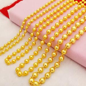 ゴールドゴールド無地9mmラウンドビーズネックレス18K金メッキファッショナブルで絶妙な女性のネックレス - Product Image 1