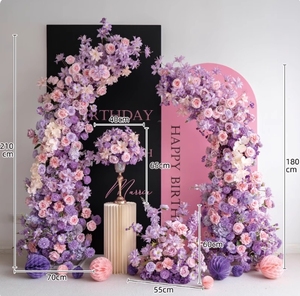 Vente en gros de décoration d'arche de <span class=keywords><strong>mariage</strong></span> violette, bannière de <span class=keywords><strong>bienvenue</strong></span> de scène florale avec cascade suspendue au mur pour banquet d'anniversaire, artificielle - Product Image 6