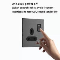 Interrupteur à bouton-poussoir de luxe minimaliste transfrontalier, prise multifonctionnelle britannique 220V, panneau en acier inoxydable gris mat