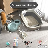 Kit de démarrage pour chat avec litière, lit en peluche et abreuvoir automatique, ensemble de fournitures pour nouveaux propriétaires de chat avec pelle à litière, jouets pour chat