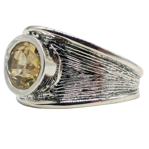Elegante Anillo de Citrino Hecho a Mano en Plata de Ley 925, Joyería Ajustable con Piedras Preciosas para Mujer, Diseño de Piedra de Cristal Pulido - Product Image 1