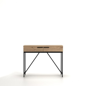Mesa de Consola Moderna con 2 Cajones y Patas de Metal Dorado para Entrada - Product Image 1