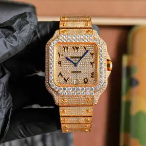 Luxuriöse Bust-Down-Armbanduhr mit automatischem Uhrwerk GRA zertifiziert als Hip-Hop-Complet Moissanit-Diamonduhr für Herren
