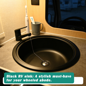 Évier de cuisine pour <span class=keywords><strong>camping</strong></span>-<span class=keywords><strong>car</strong></span> JDA, noir nano-revêtu, acier inoxydable 304, cuve simple, installation facile pour <span class=keywords><strong>camping</strong></span>-<span class=keywords><strong>car</strong></span>, caravane, yacht, bateau, <span class=keywords><strong>camping</strong></span>-<span class=keywords><strong>car</strong></span> - Product Image 3