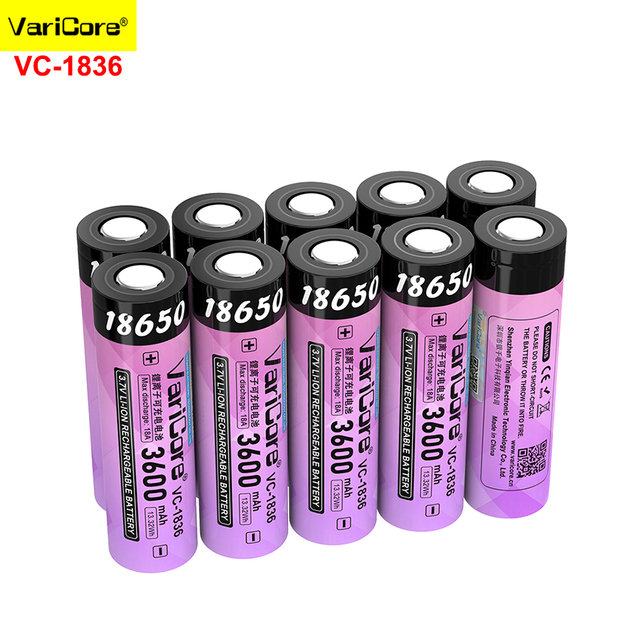 18650 Lithium Battery 3.7V 3600mAh Max Discharge 18A Rechargeable Battery for LED Flashlight, Zoomable Torch, Camping Light