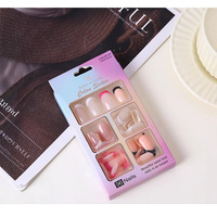 96 pièces blanc noir français lignes simples presse sur les ongles amande cercueil faux ongles ensemble bricolage Salon faux ongles