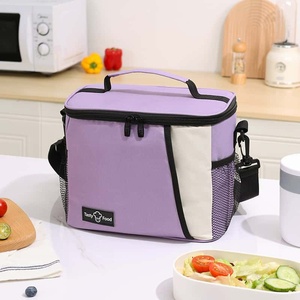 Tasty Food Insulated Cooler Bag Gray Polyester 6 Inch Fashion Portable Picnic Lunch Box with Mesh Side Pockets All Seasons Use - Product Image 6