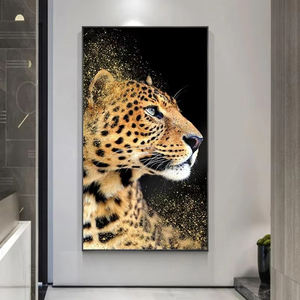 Pittura a olio di arte della parete di arte del <span class=keywords><strong>leopardo</strong></span> animale moderno quadri nordici dipinti della decorazione della parete della casa - Product Image 3