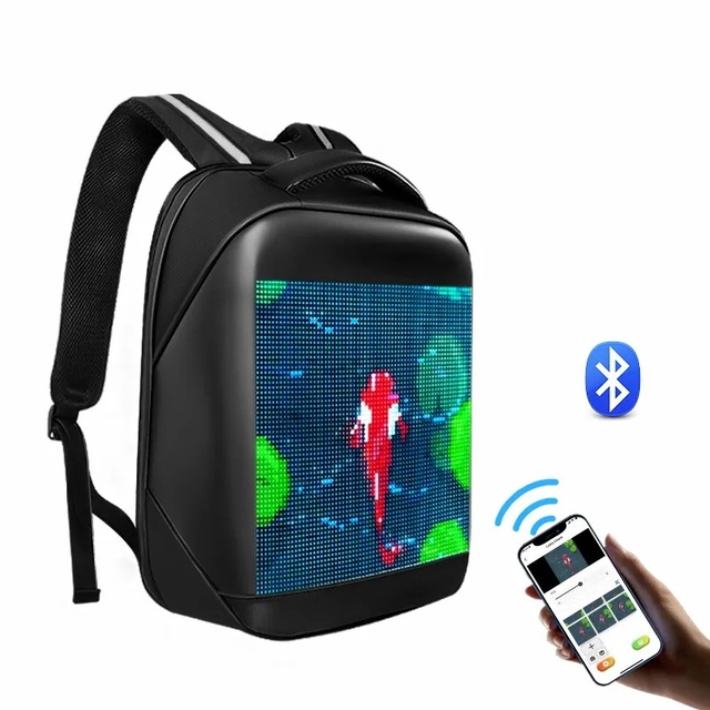 Full Color Smart LED Display Waterproof Backpack Travel Portable Dynamic Laptop Bag Digital Advertising Display 20-35L WiFi
