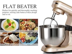 เครื่องทำขนมปังเค้กไฟฟ้า 6QT 500W เครื่องผสมอาหาร เครื่องนวดแป้ง เครื่องผสมอาหารแบบตั้งโต๊ะ - Product Image 3