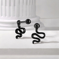 Pendientes de Acero Quirúrgico 316L con Forma de Serpiente Ondulada, Chapados en Oro PVD, Espiral, Animal, para Piercing de Tragus y Hélix