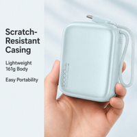 Batterie externe à charge rapide 22,5 W, 10000 mAh, câble USB-C intégré, chargeur portable, 4 indicateurs LED, certifié CE LVD RoHS, ODM