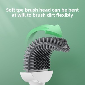 Escobilla de Baño sin Esquinas Muertas, Montaje en Pared sin Perforaciones, Material de Silicona PP+TPR, Set de Limpieza Modelo <span class=keywords><strong>MT9</strong></span> para Uso Doméstico en Baños - Product Image 4