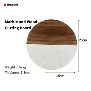 Round <b>Large</b> Natural Acacia <b>Marble</b> Spliced Non-Toxic Eco-Friendly Reusable Cutting Board & Cheese Board Home Kitchenware - Product Image 2