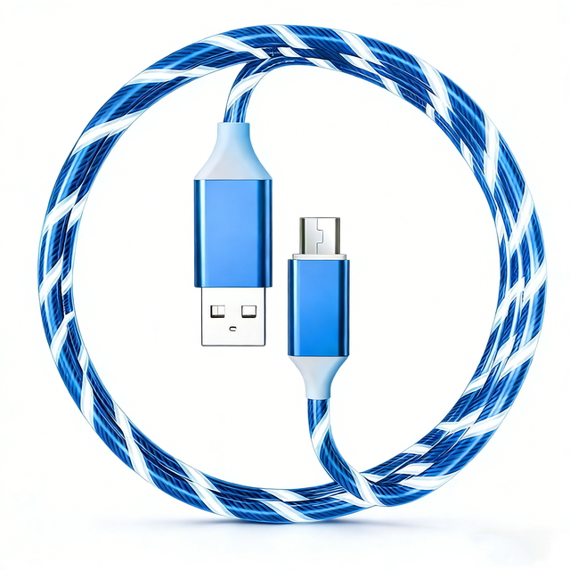 Customize Logo 1M Glowing LED Type-C USB Cable with Fast Charging for Mobile Phone Earphone & Power Bank