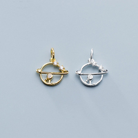 Pendentifs breloques en argent sterling S925 plaqué or avec zircone, motif planète et étoile creux, pour la création de colliers DIY et de bijoux permanents