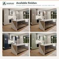 Meuble de cuisine moderne ultra-brillant avec portes à panneaux, aménagement en îlot, dimensions personnalisées, boîtes de rangement en MDF et tiroirs à fermeture amortie
