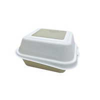 Boîtes d'emballage jetables en gros, boîtes à lunch à emporter, boîtes à hamburger en pulpe de papier, boîtes à croissants biodégradables avec couvercle en PET