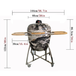 Barbecue fumoir en céramique au charbon de bois Kimstone 26 pouces <span class=keywords><strong>Kamado</strong></span> <span class=keywords><strong>Joe</strong></span>, peint à la main, pour l'extérieur, idéal pour les barbecues familiaux - Product Image 2