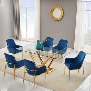Ensemble <span class=keywords><strong>de</strong></span> table et <span class=keywords><strong>4</strong></span> chaises <span class=keywords><strong>de</strong></span> <span class=keywords><strong>salle</strong></span> à <span class=keywords><strong>manger</strong></span> en verre pour hôtel, restaurant, prix abordable - Product Image 1