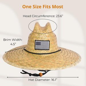 Wholesale Summer Sun Lifeguard Straw Hat Under Fishing Custom Logo Printing America Sombrero Beach Hat Surf Lifeguard Straw Hat - Product Image 2