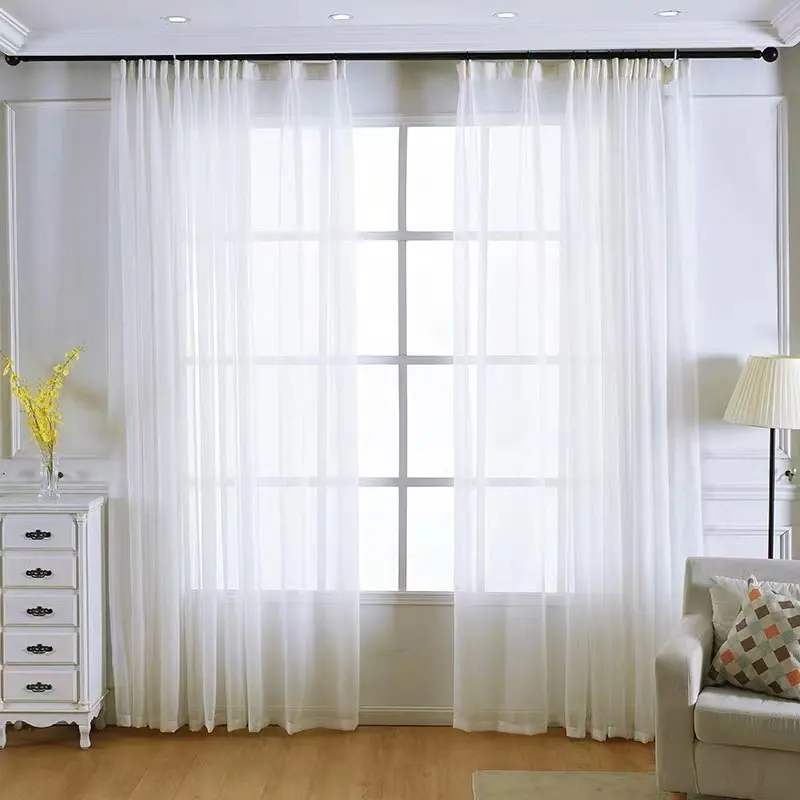 Trung Quốc Bán Buôn Grommet Kết Cấu Hiện Đại Đồng Bằng Trắng Linen Sheer Rèm Cửa Cho Phòng Khách Phòng Ngủ Trang Trí