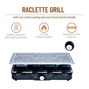 Grill électrique sans fumée 1200W pour barbecue et <span class=keywords><strong>raclette</strong></span> d'intérieur, contrôle de température réglable, revêtement antiadhésif, plaque pour 8 personnes pour usage domestique - Product Image 5
