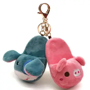 Pantuflas de cerdo Rosa personalizadas de calidad, llavero de juguete de felpa, venta al por mayor