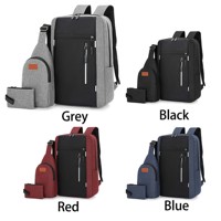 Set de Mochila para Portátil de Oficina para Hombre de Gran Capacidad al por Mayor 3 en 1, Bolsa de Viaje de Negocios Impermeable con Cierre de Material Poliéster