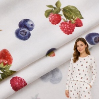 Tissu extensible tricoté écologique à motif fruitier 205 g/m² de poids moyen 91 % modal 9 % élasthanne pour vêtements de garçons 2026